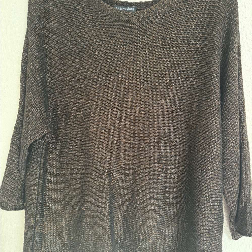 Eileen Fisher Dark Brown Crew Neck Sweater